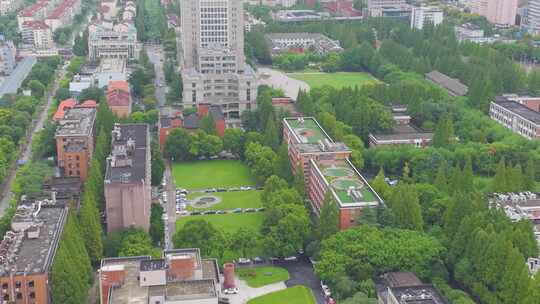 上海市复旦大学邯郸校区航拍校园风景风光素