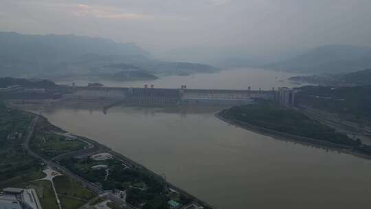 湖北宜昌长江三峡大坝风景航拍