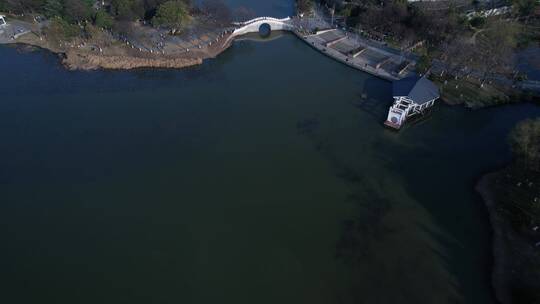 武汉琴台月湖风景区航拍