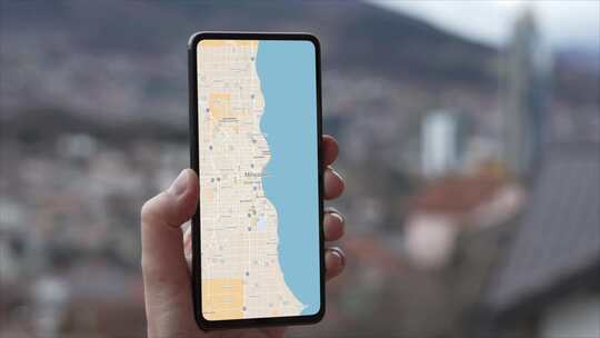 美国密尔沃基地图在手机屏幕上
