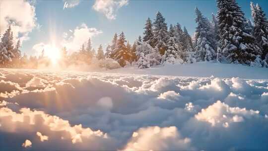 冬天雪花雪景下雪天冰晶雪花特写空镜头唯美视频素材模板下载