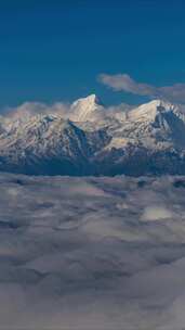 四川雅安牛背山云海云瀑贡嘎雪山高空延时