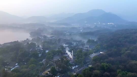 21 杭州 风景 航拍 西湖 雾天