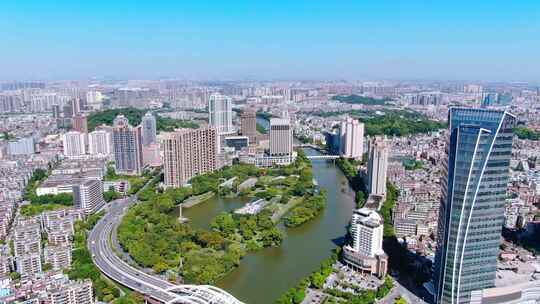 航拍广东中山市城区大全景