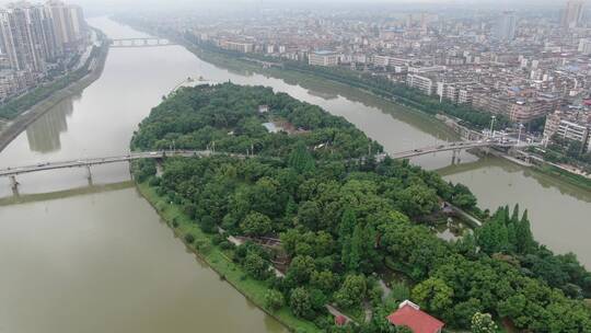 城市航拍湖南湘潭湘乡碧洲公园