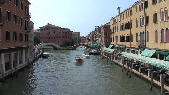 威尼斯运河上的游船