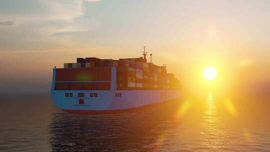4K集装箱货轮海上行驶视频素材模板下载