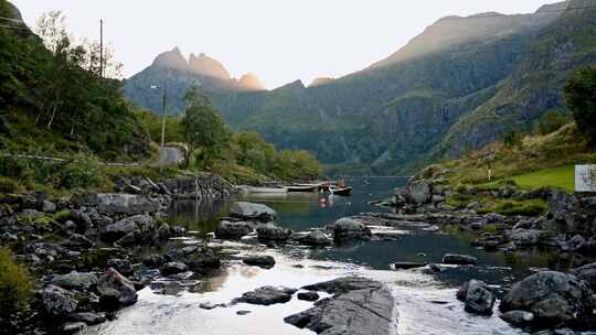 划艇，船，山，Lofoten