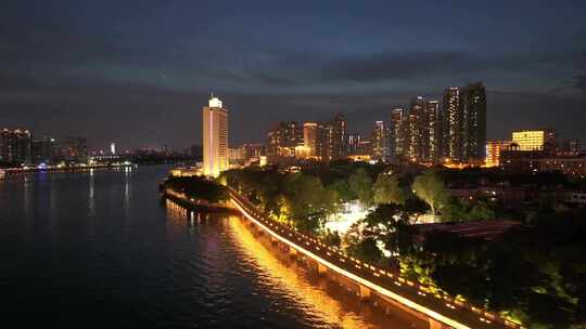 广州白天鹅酒店夜景航拍