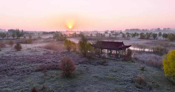 航拍湿地公园风光