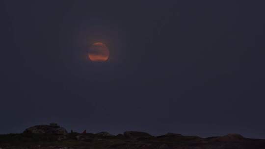 月亮升起延时 红月