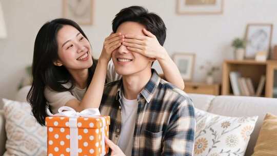 七夕节情侣互赠礼物浪漫生活视频