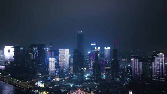 广州地标建筑高楼大厦夜景视频素材模板下载