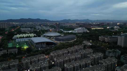 浙江大学紫金港校区夜景航拍