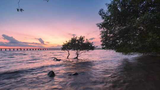 深圳西湾红树林晚霞美景