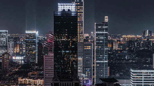 4K航拍上海静安区夜景