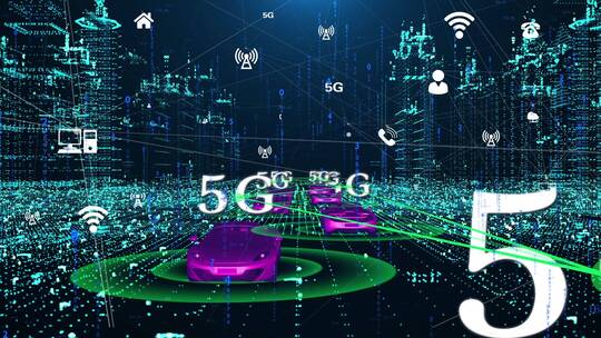 智能交通无人驾驶智能汽车5g网络数据传输视频素材模板下载