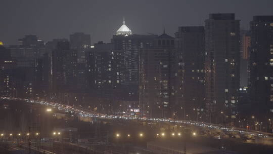 城市夜景 深夜城市车流视频素材模板下载