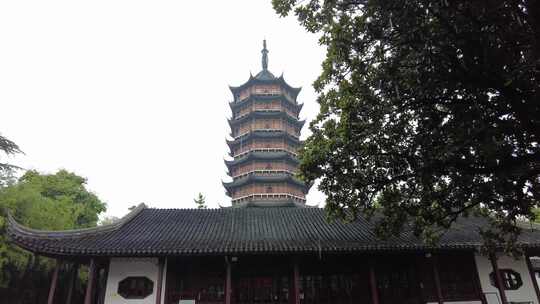 古建筑下雨素材苏州北寺塔实拍