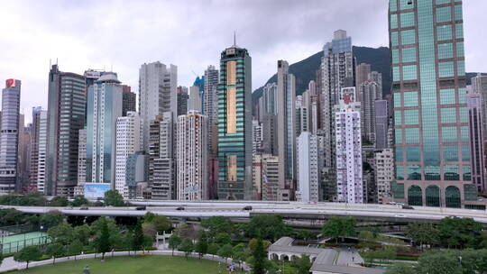 香港摩天大楼城市全景航拍