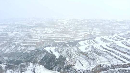 黄土高原雪山梯田航拍集锦