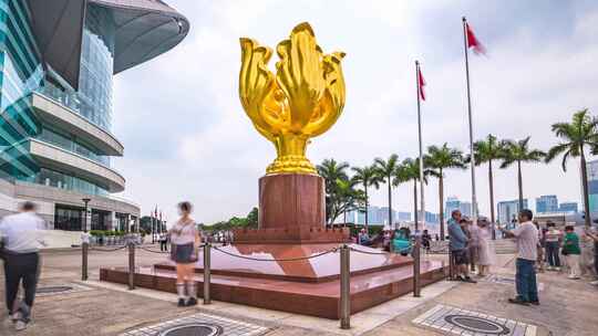 香港金紫荆广场日景固定延时