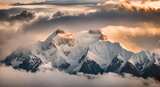 雪山云雾阳光山峰云海日出自然生态环境风景高清在线视频素材下载