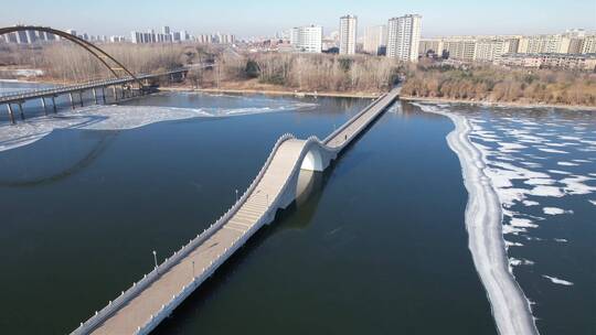 潍坊市昌邑市潍河风景航拍