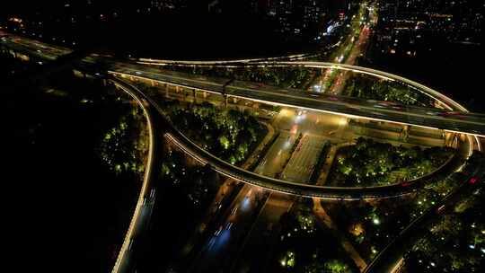 杭州萧山区市心路互通立交桥高架桥夜景延时