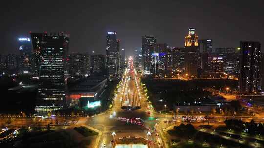 航拍成都天府新城CBD夜景