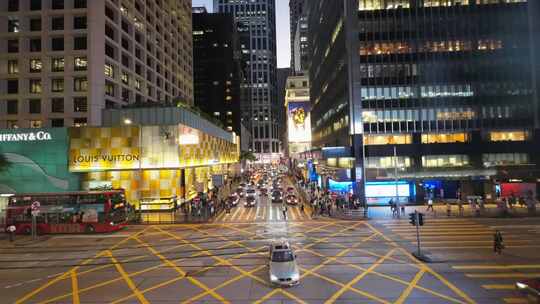 香港街道人流车流视频素材模板下载