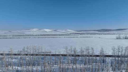 航拍垦区雪原风光