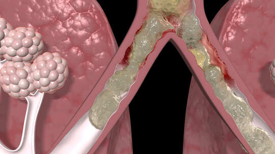 堵塞呼吸道形成肺气肿 肺病 肺泡 肺炎