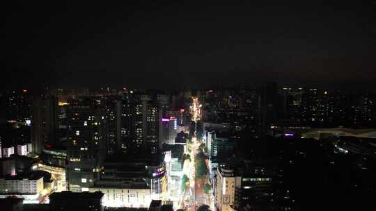 湖南郴州城市夜景灯光航拍