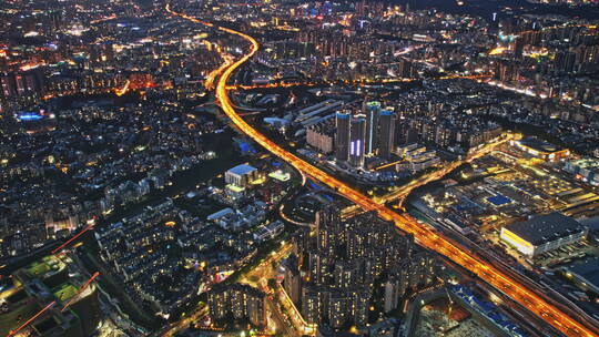 4k延时航拍深圳龙华火烧云夜景视频素材模板下载