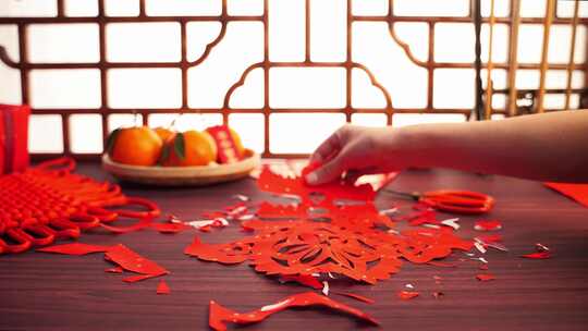 剪纸传统文化春节年味素材视频素材模板下载