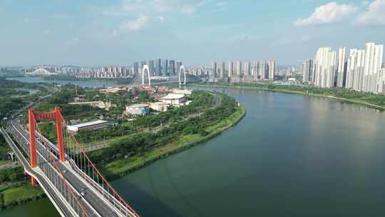 南宁良庆大桥航拍 邕江 江景 高速公路