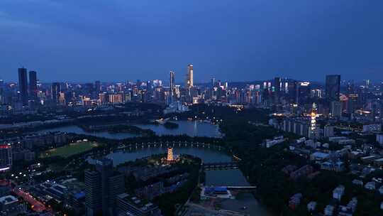 长沙cbd鸟瞰城市夜景霓虹繁华经济