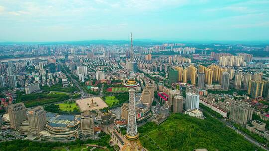 航拍株洲地标性建筑电视塔