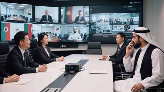 商务人士视频会议场景