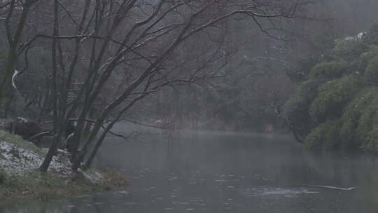 雨雪天里的浴鹄湾