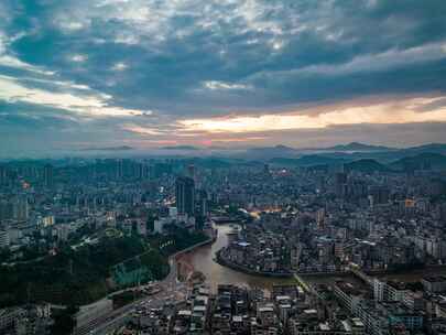 信宜市区夜景航拍延时，城市夜景延时航拍