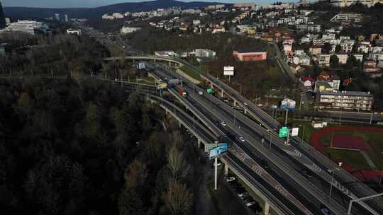 航拍交通繁忙的高速公路视频素材模板下载