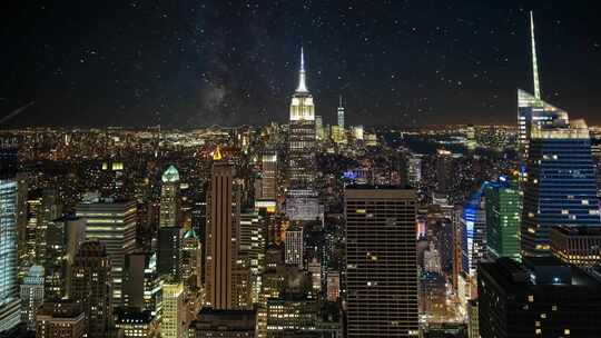 科技未来感城市夜景星空延时