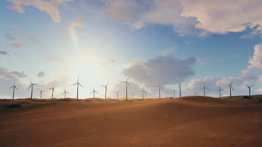 沙漠 风力发电 新能源 风车