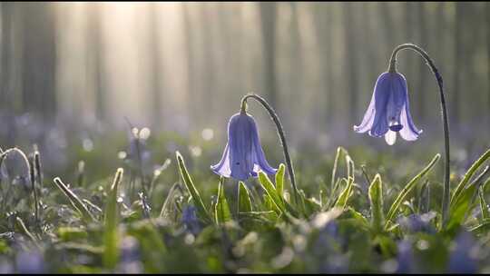  花朵 - 晨雾中的蓝铃花