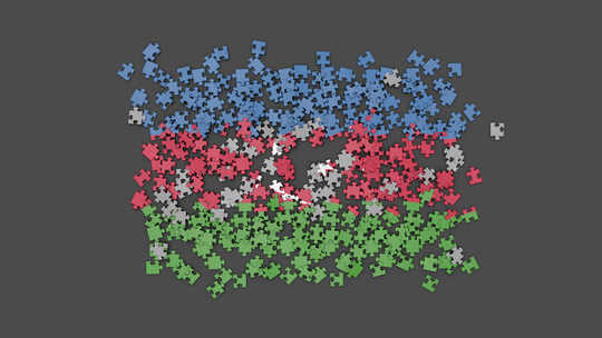 由拼图组装而成的3D阿塞拜疆国旗。带有A
