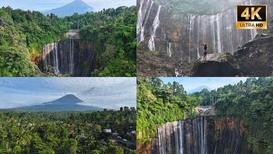 印尼泗水爪哇岛Sewu赛武瀑布航拍自然风光4K