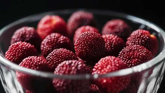 玻璃碗中的新鲜杨梅