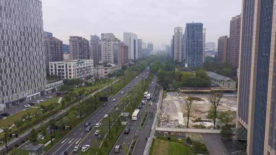 杭州天目山路街景航拍